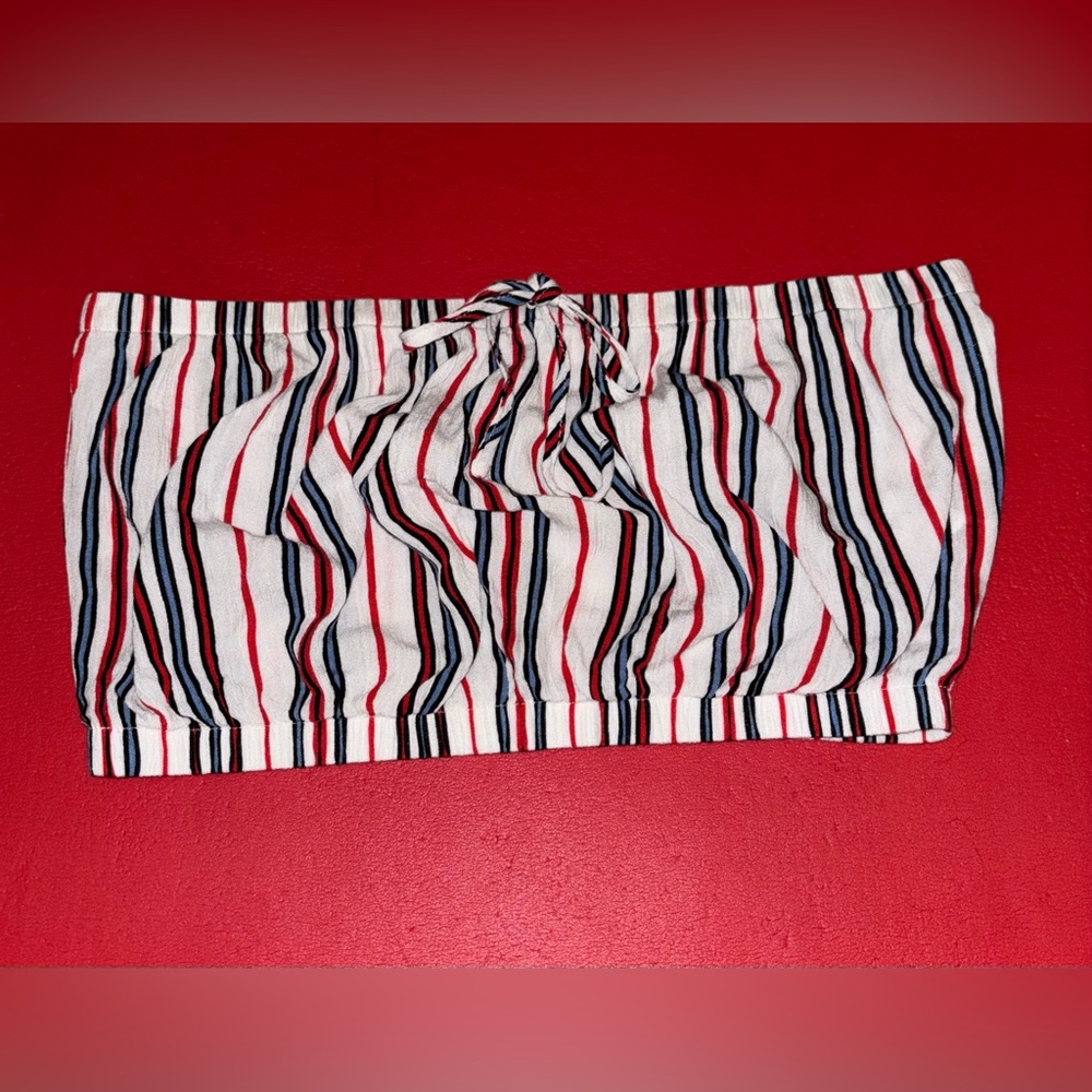 Papaya Striped Bandeau Top - White, Red, Navy & Black